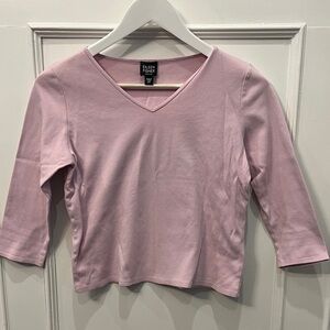 Eileen Fisher 3/4 Sleeve Cropped Cotton Top